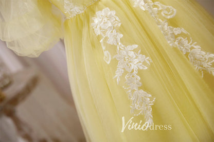 Yellow Tulle Hoco Dresses Spaghetti Strap Short Graduation Dresses SD1537-Dresses 2025 -Viniodress-Yellow-Custom Size-