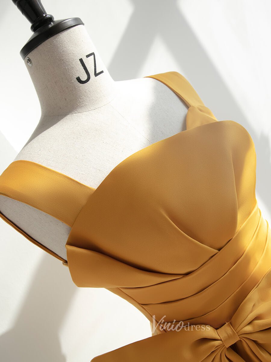 Yellow Tulle Prom Dresses Wide Strap Formal Dress FD3233-prom dresses 2025 -Viniodress-Yellow-Custom Size-