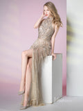 20s Flapper Dress Formal Evening Gown Beaded Sheath Prom Dress with Slit FD2796-prom dresses-Viniodress-Viniodress