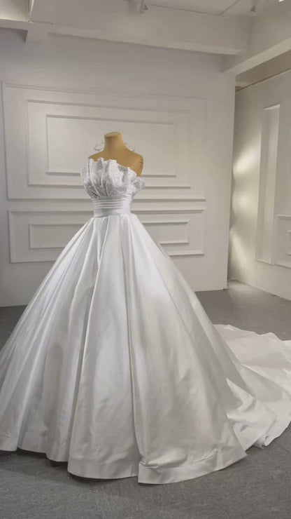 Strapless Satin Wedding Gown Modest Wedding Dresses VW2034