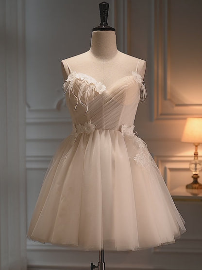 Robe de soirée en Tulle à bretelles Spaghetti, robe trapèze courte de remise de diplôme, SD1611 