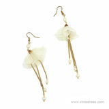 3D Flower Headband with Crystals, Ivory Flower Drop Earrings ACC1091-Headpieces-Viniodress-Earrings-Viniodress