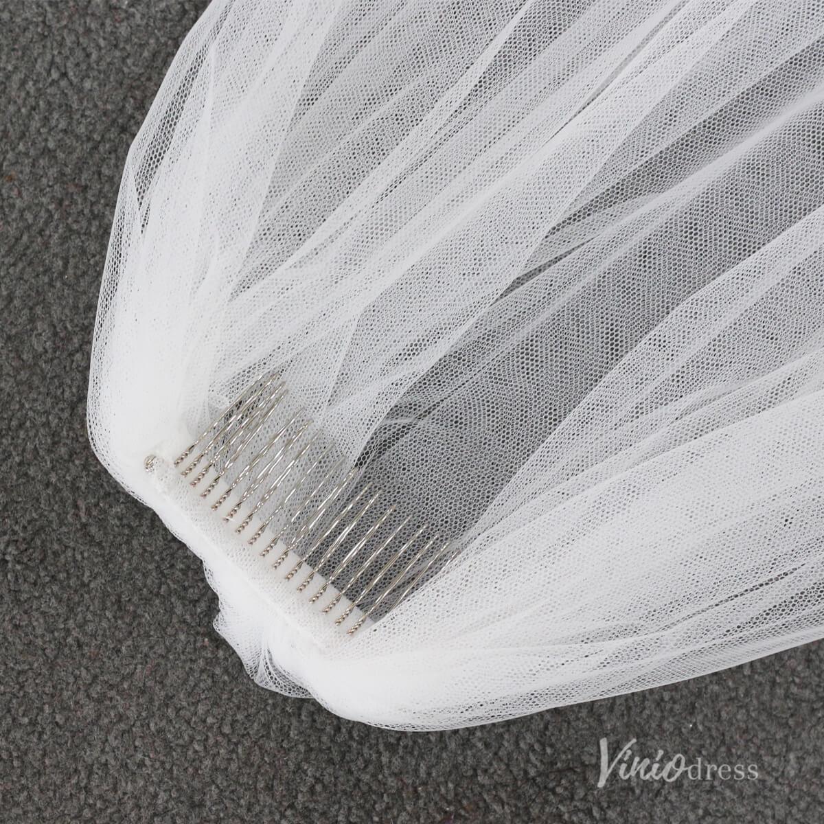 3D Floral Bridal Veil AC1293-Bridal Veil 2025 -Viniodress-Ivory-