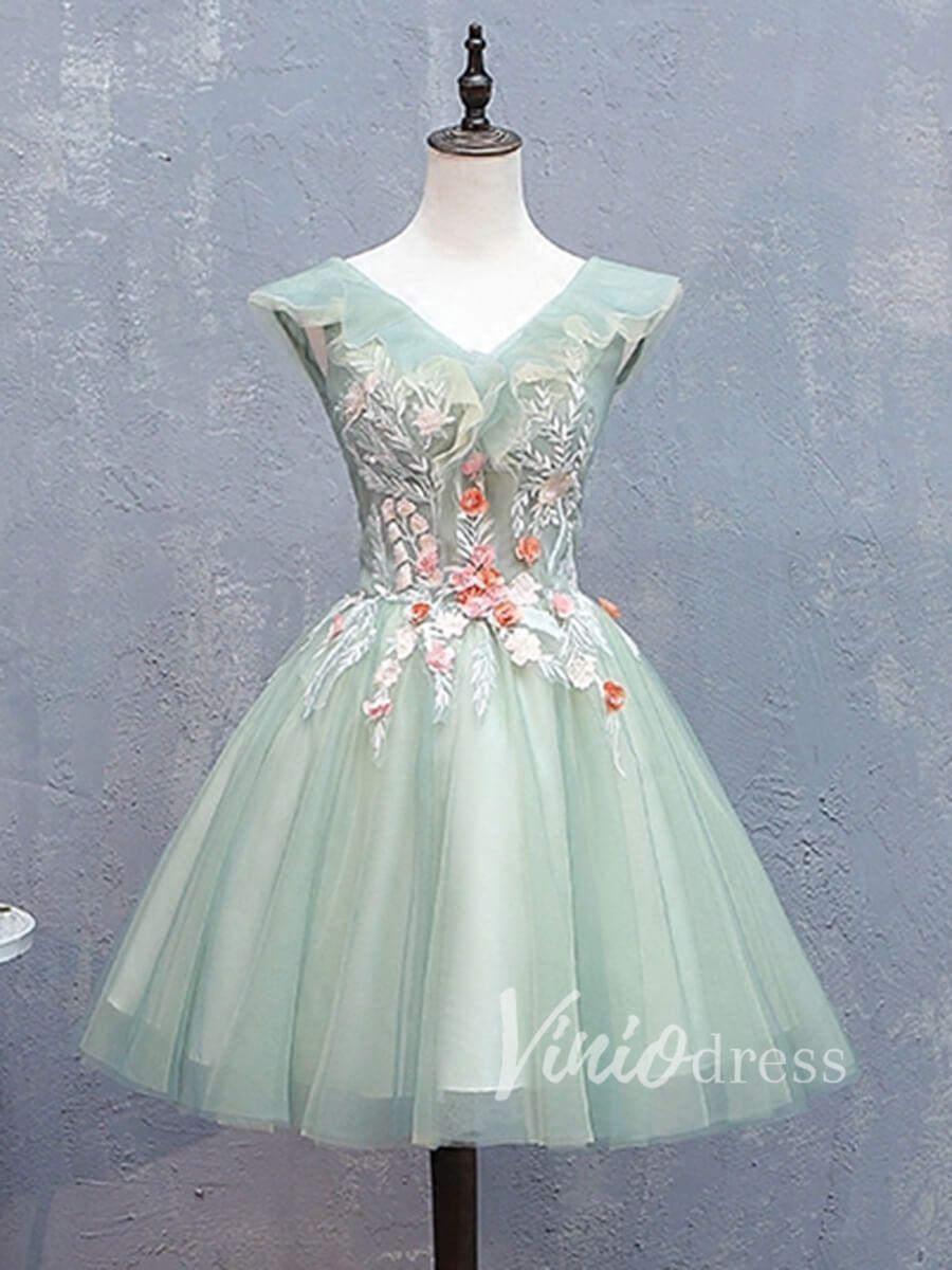 3D Floral Seafoam Green Homecoming Dresses Cheap SD1175-homecoming dresses-Viniodress-Seafoam-Custom Size-Viniodress