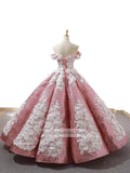 3D Floral Sequin Ball Gown Prom Dresses FD1109-Quinceanera Dresses-Viniodress-Viniodress