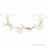 3D Flower Headband with Crystals, Ivory Flower Drop Earrings ACC1091-Headpieces-Viniodress-Viniodress