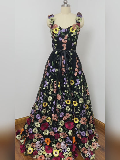 Flower Blossom Prom Dress Long Floral Formal Gown FD2900