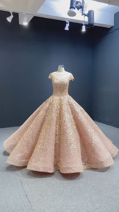 Sparkly Blush Pink Lace Sweet 16 Dress Quinceanera Dress 66601 Cap Sleeves