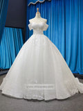 <transcy>Corte de baile Encaje Vestidos de novia con mangas desmontables VW1038</transcy>