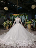Beaded Classic Modest Lace Wedding Dresses with Sleeves VW1717