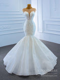 Beaded Mermaid Lace Wedding Dresses Cap Sleeve Fit and Flare Dress 67213