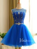 Beaded Royal Blue Homecoming Dresses Corset Back SD1166