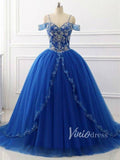 Beaded Royal Blue Quinceanera Dresses Sweet 15 Dress FD1398