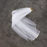 Beaded Short Bridal Veils Fingertip Length V684-Veils-Viniodress-Ivory-Viniodress