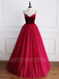 Beaded Spaghetti Strap Rose Red Prom Dresses Cheap FD1661