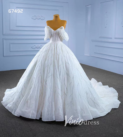 Beaded Tulle Dubai Ball Gown Wedding Dresses 67492-wedding dresses 2025 -Viniodress-Ivory-Custom Size-