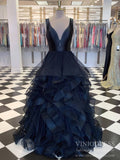 Black Layered Prom Dresses Dotted Tulle Junior Ball Gown FD2140