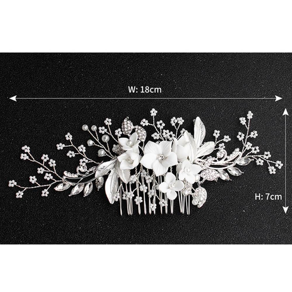 Blossom Bridal Comb with Crystal Spray AC1061-Headpieces-Viniodress-Silver-Viniodress