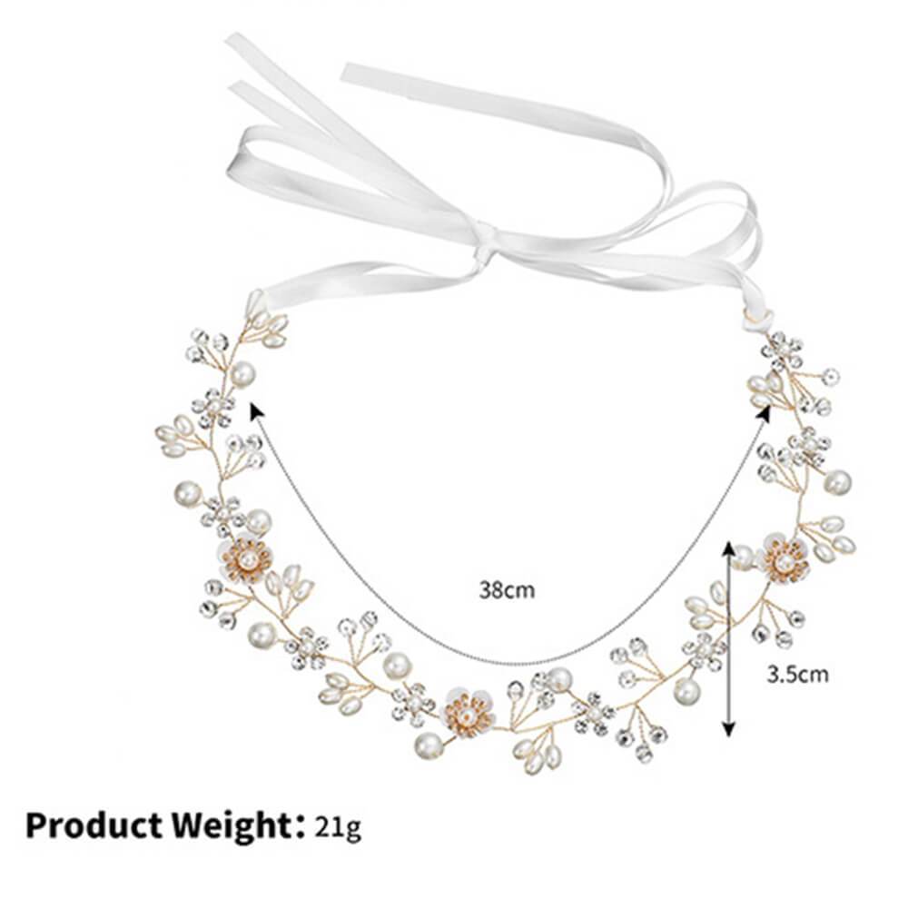 Blossom Pearl Bridal Hair Vine AC1068-Headpieces-Viniodress-Gold-Viniodress