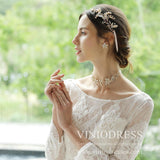 Bridal Jewely Set Blossom Earrings, Neckband AC1069-Bridal Jewelry-Viniodress-Gold-Viniodress