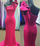 Burgundy Mermaid Prom Dresses One Shoulder Bridesmaid Dresses VB1021-prom dresses-Viniodress-Fuchsia-Custom Size-Viniodress