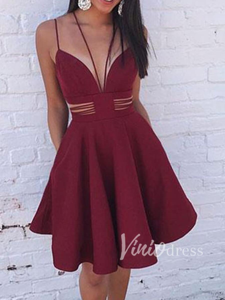 Cheap Burgundy Homecoming Dresses Spaghetti Strap SD1105-homecoming dresses-Viniodress-Burgundy-Custom Size-Viniodress