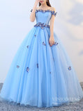 Cheap Light Blue Butterfly Quinceanera Dress Sweet 16 Dresses FD2280