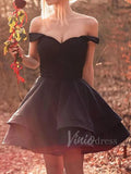 Cheap Off the Shoulder Black Homecoming Dresses SD1208