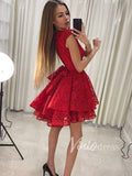 Cheap Red Lace Homecoming Dresses Short Cocktail Dress SD1103