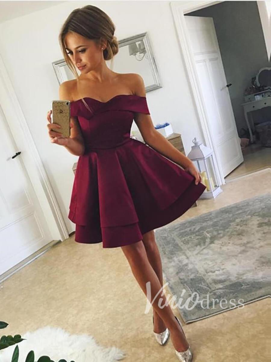 Cheap Simple Maroon Homecoming Dresses Cocktail Party Dress SD1107-homecoming dresses-Viniodress-Burgundy-Custom Size-Viniodress