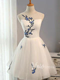Cheap White Homecoming Dresses Embroidery SD1117