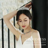 Classic and Vintage Crystal Tiaras for Bride AC1065-Headpieces-Viniodress-Silver-Viniodress