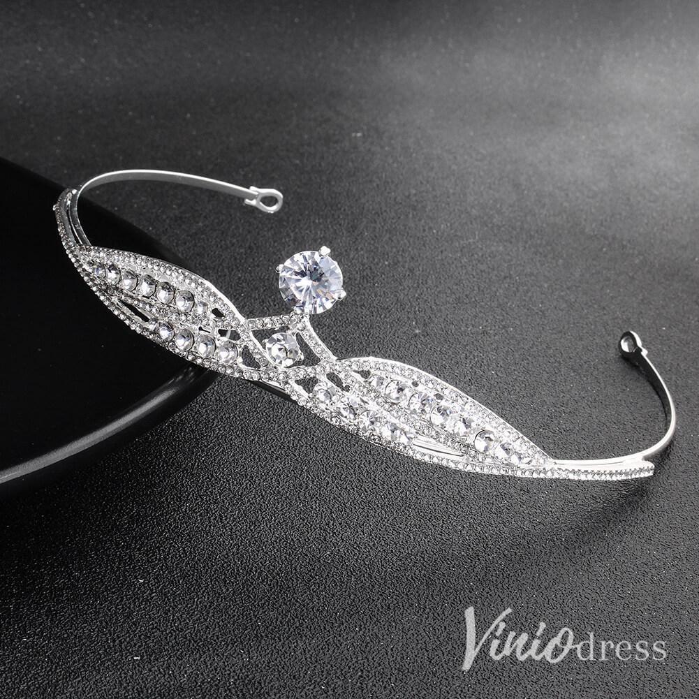 Classic and Vintage Crystal Tiaras for Brides AC1254-Headpieces-Viniodress-Silver-Viniodress