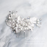 Classy Pearl and Crystal Bridal Headpieces Comb AC1062-Headpieces-Viniodress-Silver-Viniodress