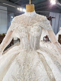 Convertible Luxury Lace Ball Gown Wedding Dresses with Long Sleeves VW1977