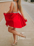 Crystal Beaded Red Homecoming Dresses Open Back SD1126