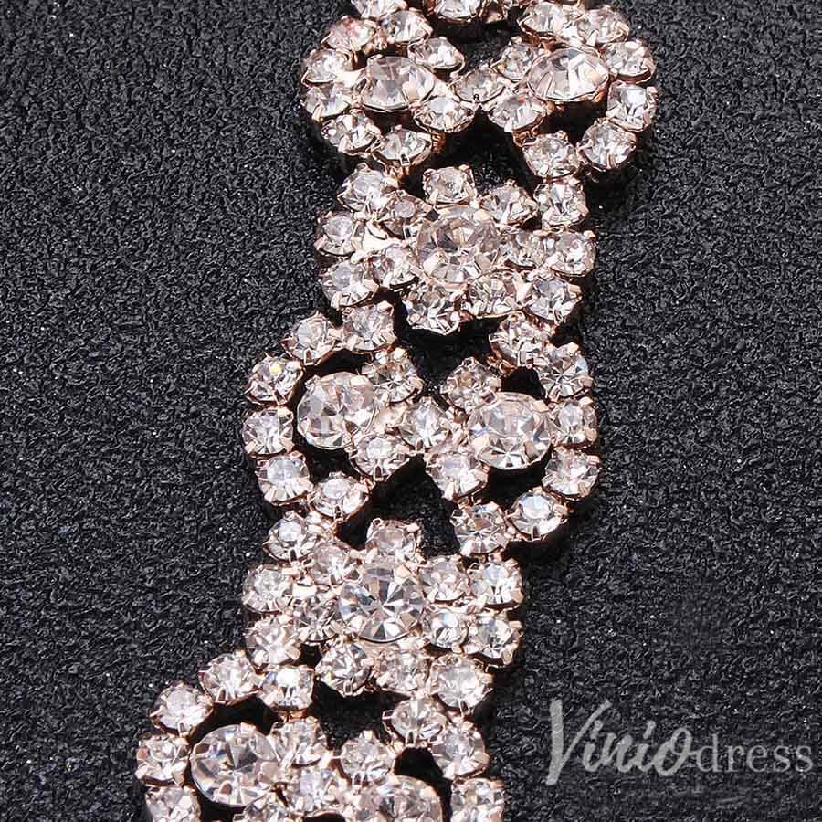 Crystal Bridal Sashes Viniodress AC1037-Sashes & Belts-Viniodress-Rose Gold-Viniodress
