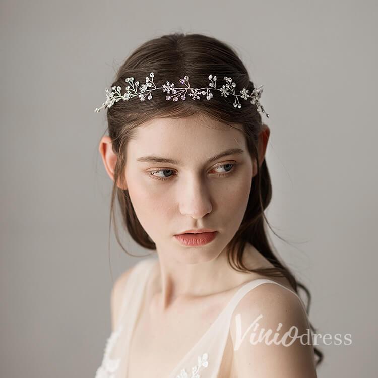 Crystal Sprig Bridal Headpiece Headband ACC1099-Headpieces-Viniodress-Silver-Viniodress