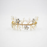 Crystal and Pearl Spray Cuff Bracelet AC1096-Bridal Jewelry-Viniodress-Gold-Viniodress
