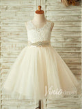 Cute Champagne Flower Girl Dresses with Beading Sash GL1016