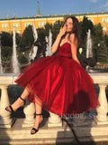 Dark Red Tea Length Homecoming Dresses Sweetheart Neck Short Prom Dress SD1257