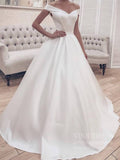 Elegant Simple Modest Wedding Dresses Off the Shoulder VW1397