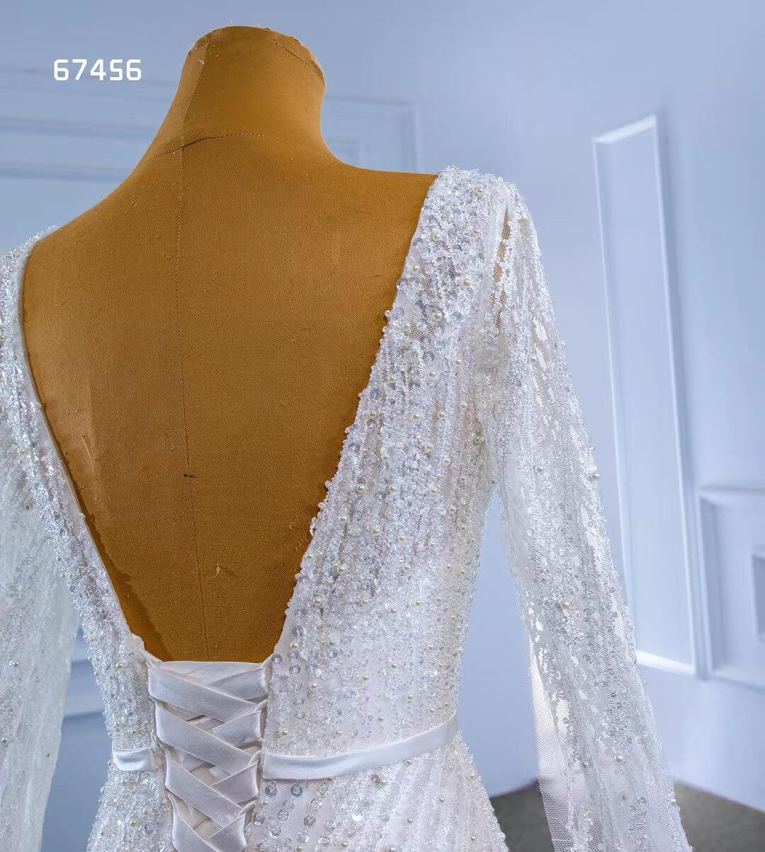 Extra Long Cape Sleeve Wedding Dresses A-line 67456-wedding dresses 2025 -Viniodress-Ivory-Custom Size-