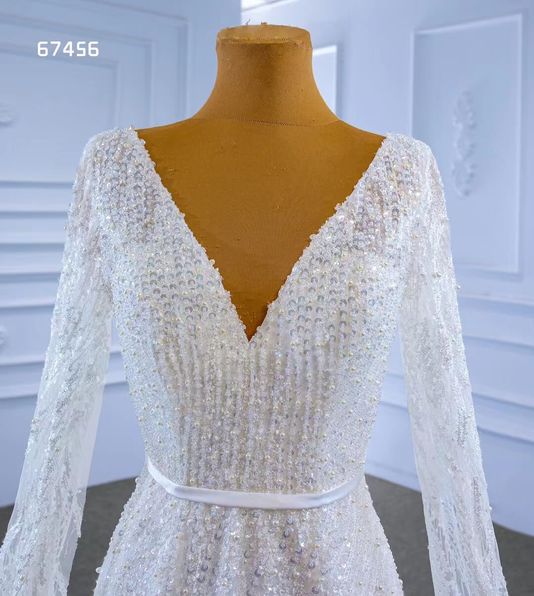 Extra Long Cape Sleeve Wedding Dresses A-line 67456-wedding dresses 2025 -Viniodress-Ivory-Custom Size-