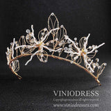 Fairy Gold Bridal Headband with Crystals AC1078-Headpieces-Viniodress-Gold-Viniodress