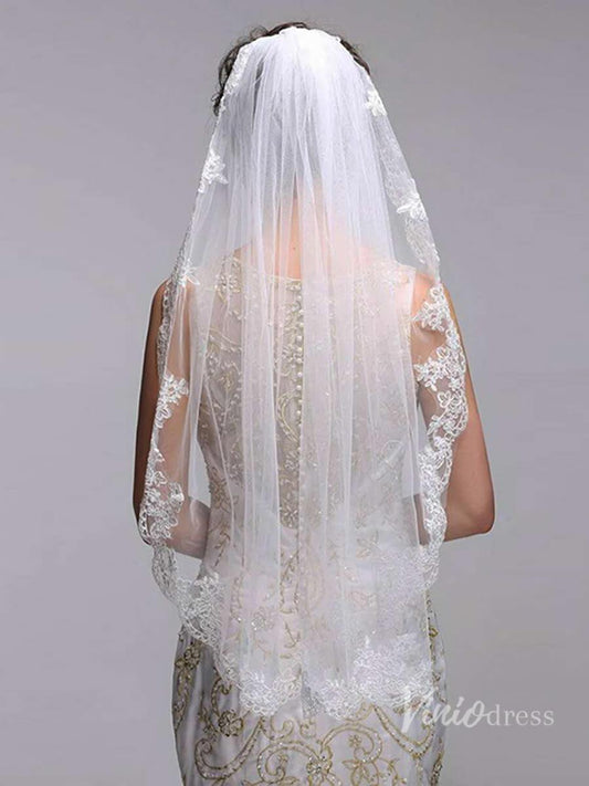 Fingertip Length Mantilla Veil Viniodress TS17122-Bridal Veil 2025 -Viniodress-White-