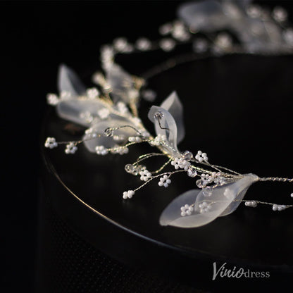Floral Bridal Headband Veil Viniodress AC1316-Bridal Veil 2025 -Viniodress-Ivory-