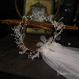 Floral Bridal Headband Veil Viniodress AC1316-Veils-Viniodress-Ivory-Viniodress