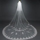 Floral Lace Cathedral Veil with Blusher Viniodress TS17117-Veils-Viniodress-Ivory-Viniodress