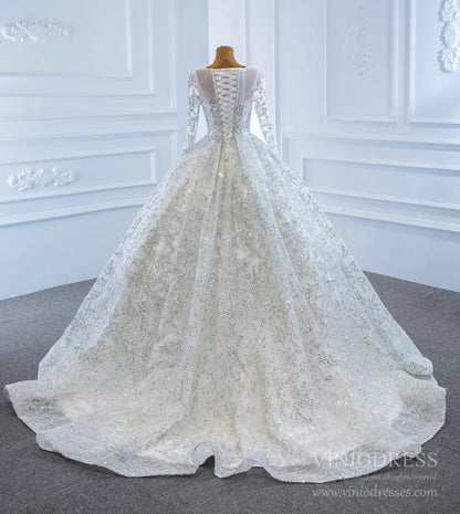 Fully Beaded Arabic Wedding Dresses Long Sleeve Bridal Gown VW1795-wedding dresses 2025 -Viniodress-As Picture-Custom Size-